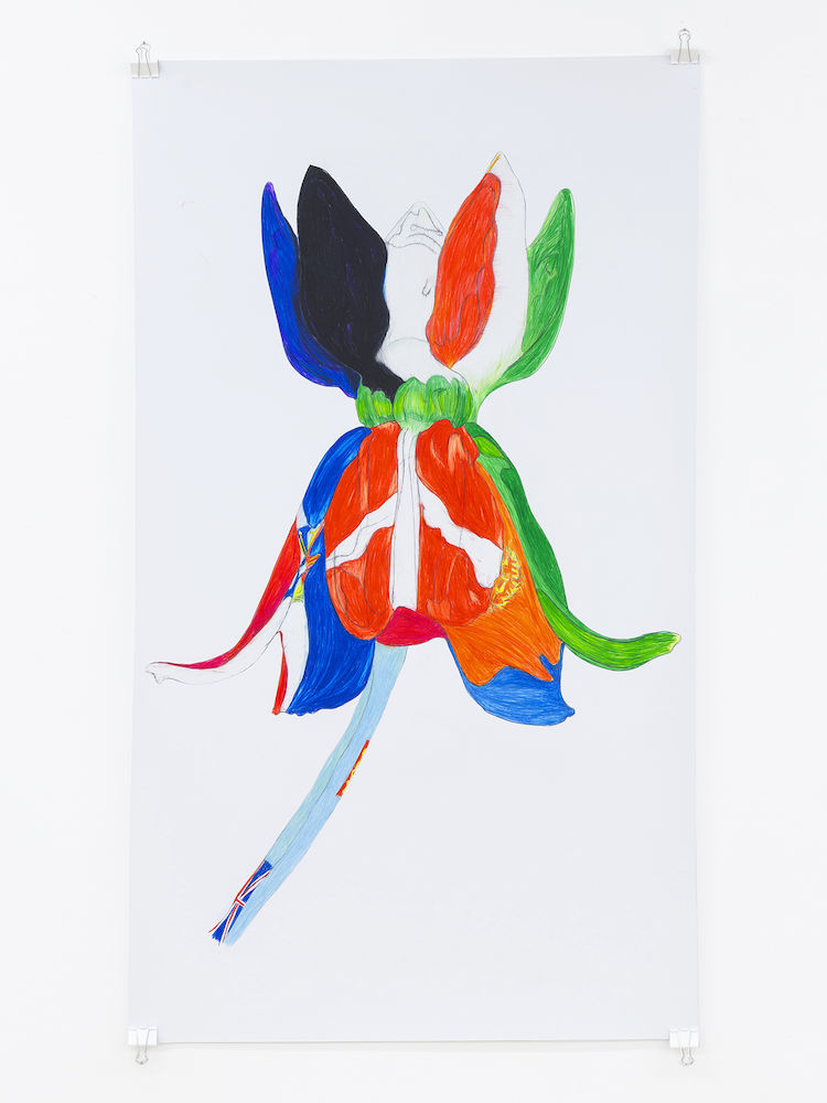 Flag 7 | Estonia with Ivory Coast, Denmark, Dominican Republic, Eritrea and Fiji | Uli Aigner 2019 | 176 x 102 cm | Colored pencil on paper