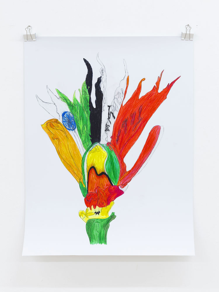 Flag 9 | Ghana with Guyana, Indonesia, Iraq and India | Uli Aigner 2019 | 98 x 74 cm | Colored pencil on paper