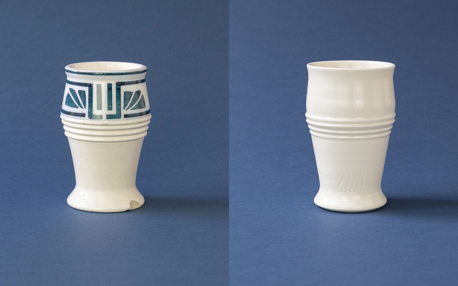 Left: Art Nouveau toothbrush mug. Right: ONE MILLION Edition Albin Müller.