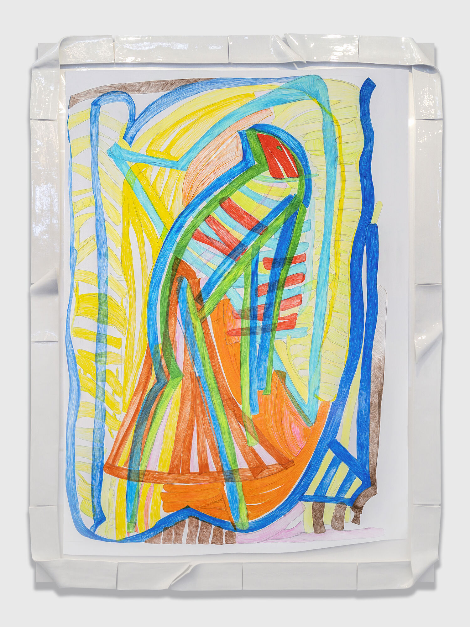 Kindheit der Menschheit I, 2024, Buntstift auf Papier, 285 x 213 x 9 cm