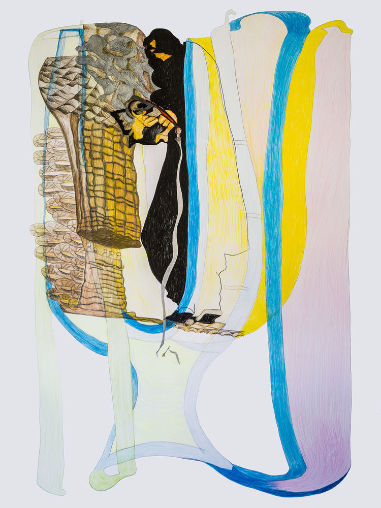 OPEN SHAPE 73 / Uli Aigner 2018 / 180 x 297 cm / colored crayons on paper